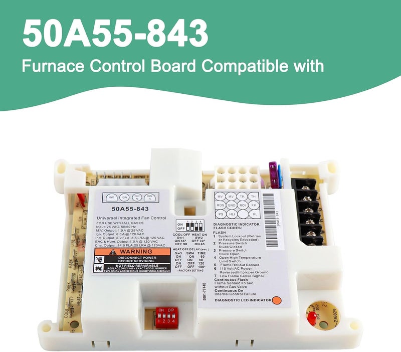 Hoiedt 50A55-843 Furnace Control Board, Fit for White Rodgers Furnace Ignition Module Control Board（NOT fit 50A50-474 ） - Image 4